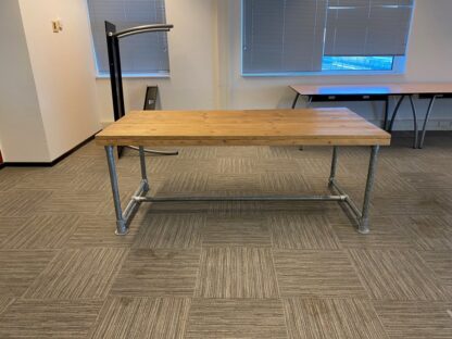 Steigerhouten tafel, eiken/aluminium, 200 x 98 cm. - Afbeelding 4