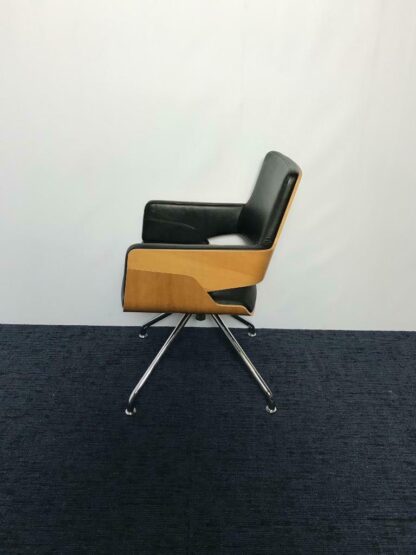 Thonet S843 vergaderstoel, design, zwart leder, chroom - Afbeelding 4