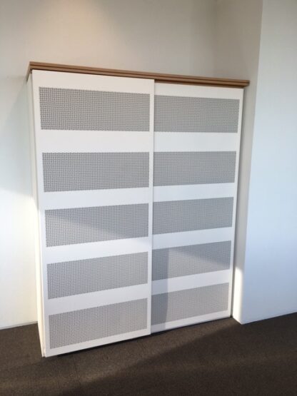Schuifdeurkast Aspa K1 (akoestisch), wit/crème, 200 x 160 x 53 cm.