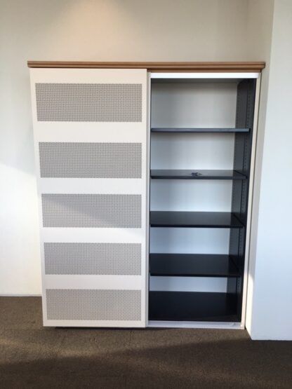 Schuifdeurkast Aspa K1 (akoestisch), wit/crème, 200 x 160 x 53 cm. - Afbeelding 4