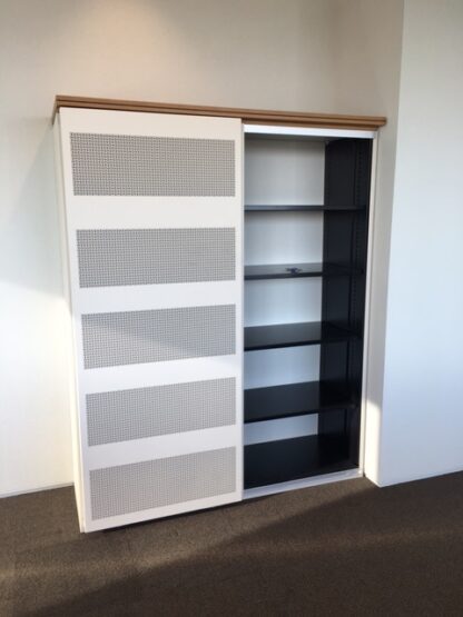 Schuifdeurkast Aspa K1 (akoestisch), wit/crème, 200 x 160 x 53 cm. - Afbeelding 3