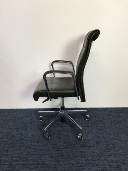 Bureaustoel Kusch & Co, zwart leer, chroom voetkruis - Afbeelding 3