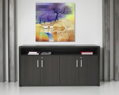 Klapdeurkast L-Line, donker eiken, H 89 x B 168 x D 42 cm. - Afbeelding 2