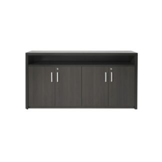 Klapdeurkast L-Line, donker eiken, H 89 x B 168 x D 42 cm.