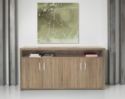 Klapdeurkast L-Line, donker eiken, H 89 x B 168 x D 42 cm. - Afbeelding 3
