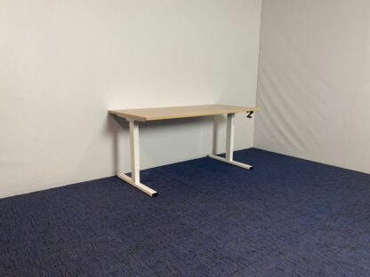 Bureau (slinger), licht eiken blad, wit frame, 160 x 80 cm. - Afbeelding 2