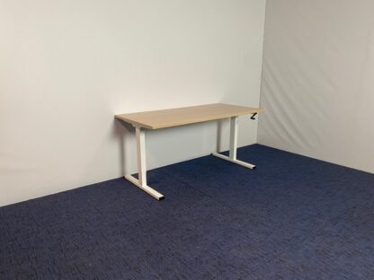 Bureau (slinger), licht eiken blad, wit frame, 160 x 80 cm. - Afbeelding 3