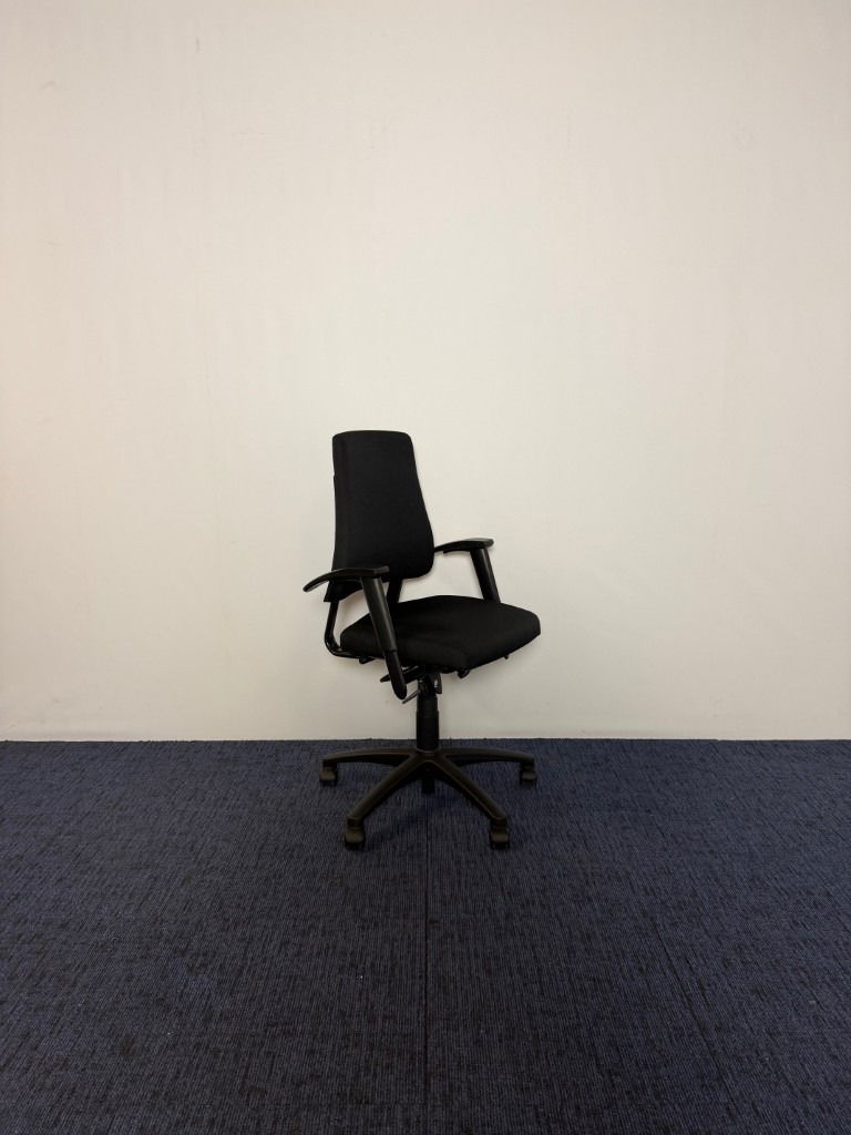 Bureaustoel Axia BMA, nieuw zwart gestoffeerd, zwart voetkruis - Afbeelding 2