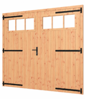 Douglas opgeklampte deur dubbel met bovenraam XL - 210x240cm (kozijn 217x254cm)